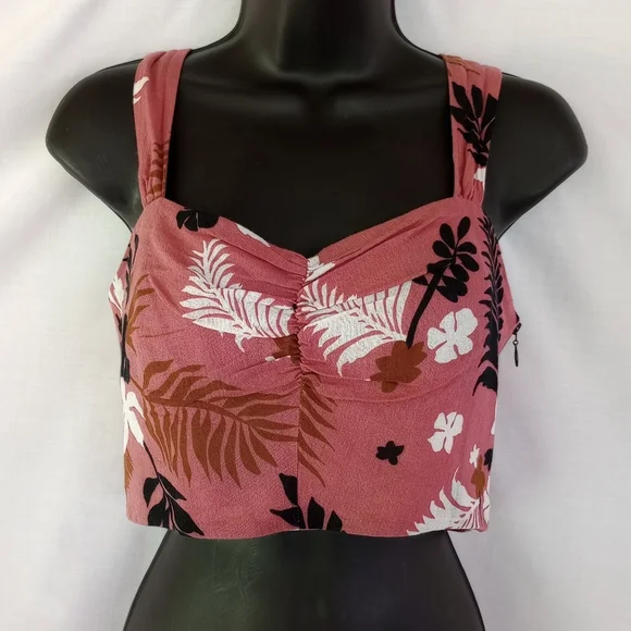 Zara TRF▪️Tropical Floral Print Crop Top - Picture 3 of 8